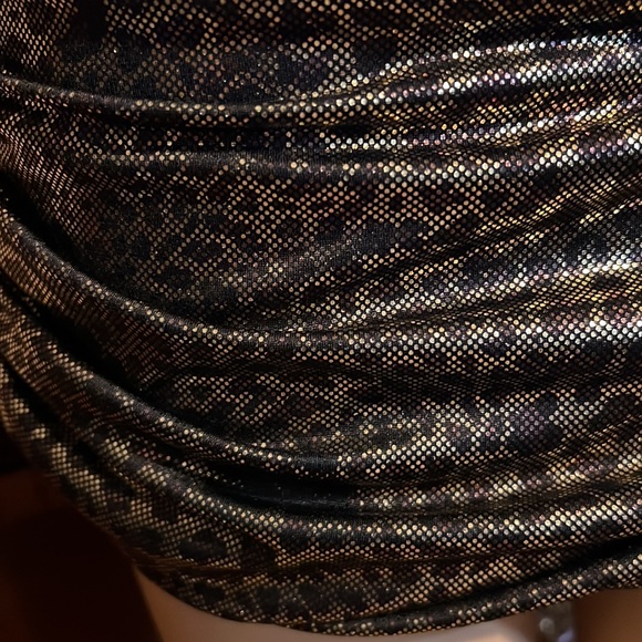 Bebe Addition metalic gold leopard print size XS raunch mini ddress - Picture 8 of 17